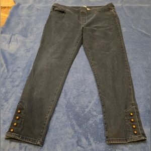 Martha Stewart Women's Blue Ankle Jeans With Button On Ankle Xxl